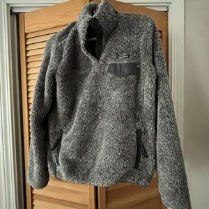 Women's L.L.Bean Hi-Pile Fleece Pullover - Charcoal/Gray/Frost